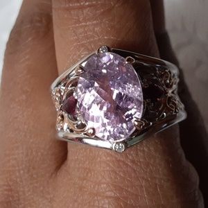 925 Genuine Kunzite,  Rhodolite Garnet and Diamonds.